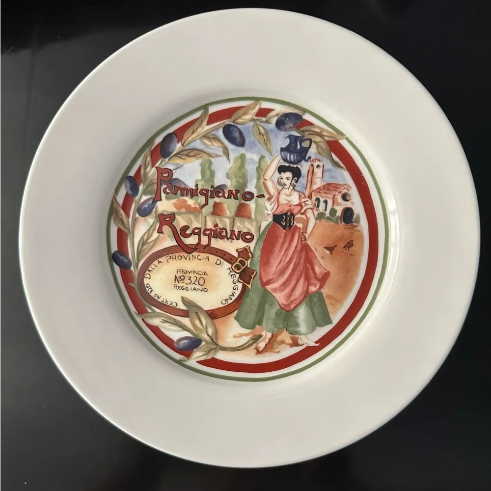 Restoration Hardware Emmental Cheese Plate with Red and White Accents